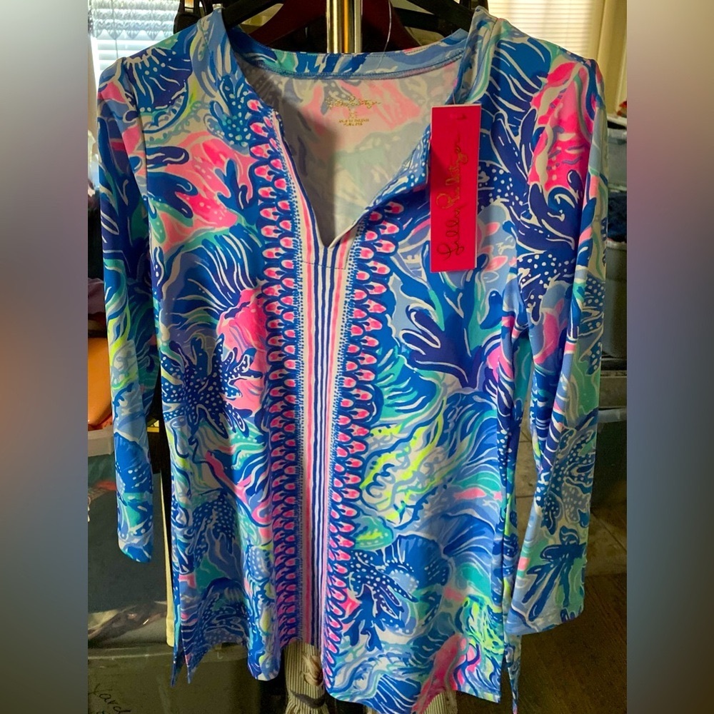 Lilly pulitzer KARINA TUNIC saltwater blue SIZE XS New w tags !!